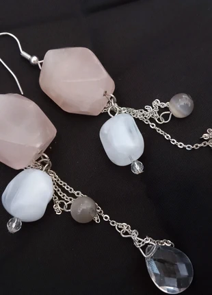 Longues boucles d oreilles en quartz rose, condition: New without tags, €6.00, €7.00 includes Buyer Protection