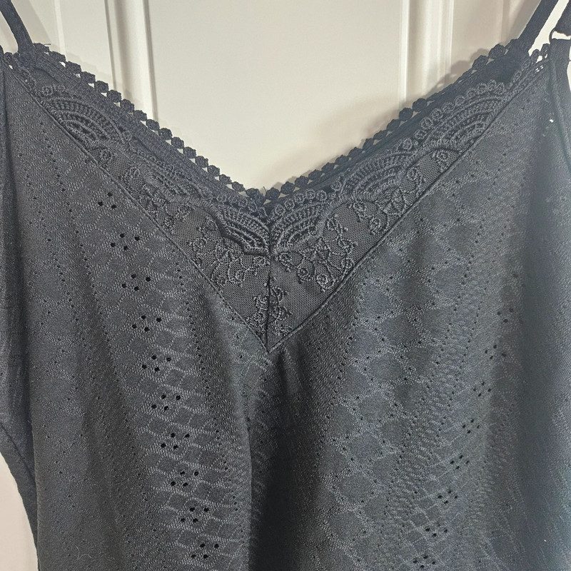 Black Lace Crocheted Tank Top 2