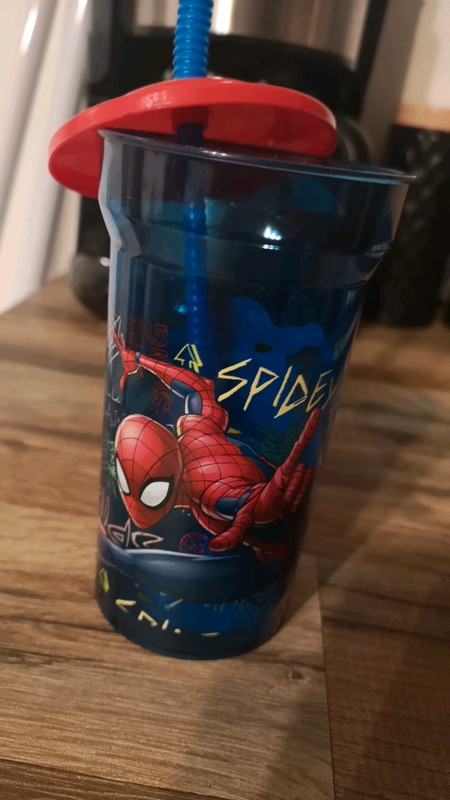Gobelet Avec Paille Spiderman Enfant Verre En Plastique