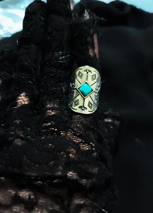Bague ethnique argentée et turquoise style Navajo, brand: Turquoise, condition: New without tags, size: 19.8 mm Ø, €3.00, €3.85 includes Buyer Protection