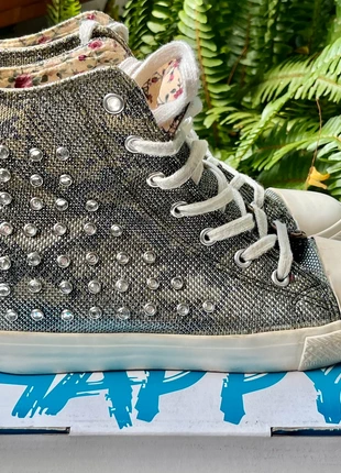 Happy Silver Snake Print High-Top Sneakers, marke: HAPPY, zustand: Sehr gut, größe: 37, 25,00 €, 26,95 € inklusive Vinted-Käuferschutz