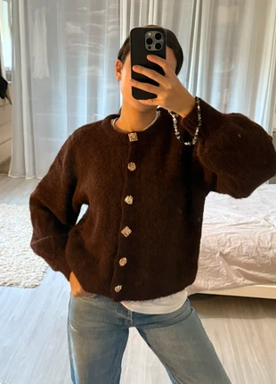 Gilet cardigan pull à bijoux marron 🌰 6% laine, brand: Boutique indépendante, condition: New with tags, size: S / 36 / 8, €36.00, €38.50 includes Buyer Protection