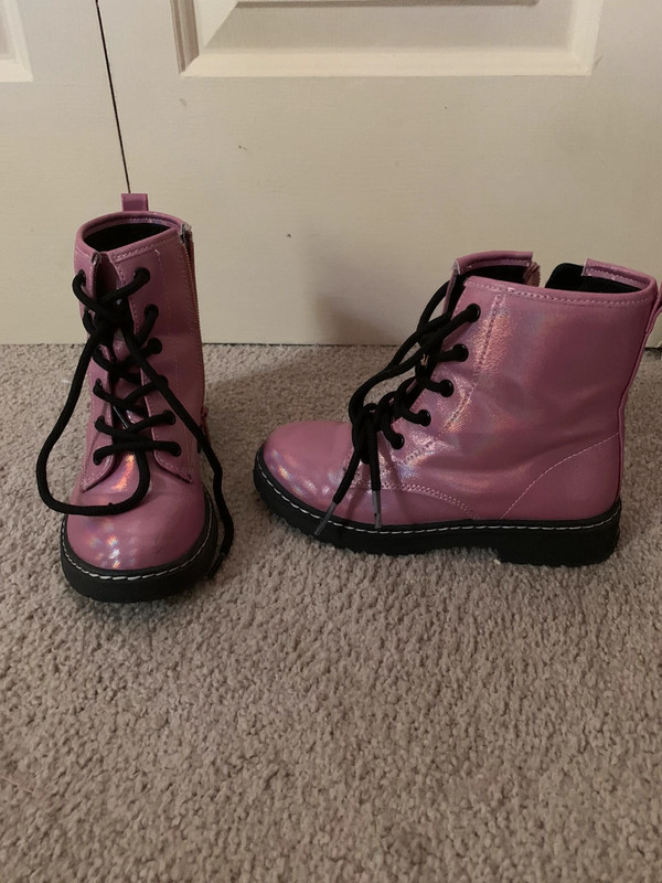 Pink combat boots on sale