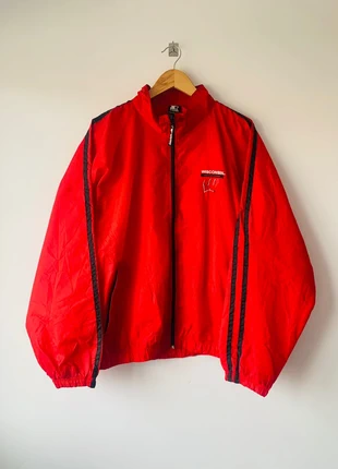Chaqueta impermeable starter vintage 90s de wisconsin bordada red edition, merk: Starter, staat: Heel goed, maat: L, € 14,99, € 16,44 inclusief Kopersbescherming
