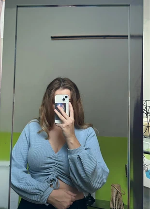 haut à manche longue court bleu , marke: Zaful, zustand: Sehr gut, größe: L / 40 / 12, 6,00 €, 7,00 € inklusive Vinted-Käuferschutz