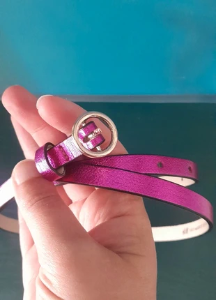 Ceinture fine fuchsia métallisée, merk: H&M, staat: Nieuw zonder prijskaartje, maat: Aanpasbaar, € 1,50, € 2,28 inclusief Kopersbescherming