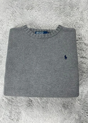 Pull col rond Gris épais Ralph Lauren coton maille logo brodé classique - Taille L, marque: Ralph Lauren, état: Très bon état, taille: L, 55,00 €, 58,45 € Protection acheteurs (Pro) incluse