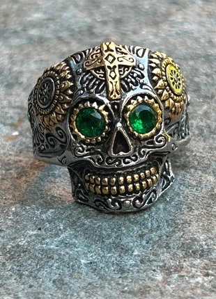 Stainless Steel Sugar Skull Ring UK Z+1  US 13, condition: New without tags, size: 22.2 mm / Z+1, £11.99, £13.29 includes Buyer Protection Pro