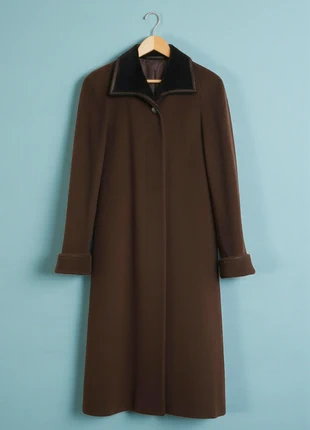 Halons – Premium Brown & Black Wool & 20% Cashmere Single-Breasted Coat – S 🌟👒, marque: Vintage Dressing, état: Très bon état, taille: S / 36 / 8, 79,90 €, 84,60 € Protection acheteurs incluse