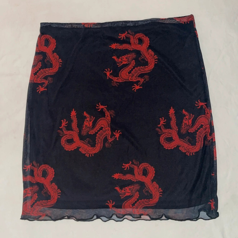 SHEIN Dragon Mesh Overlay Mini Skirt 1