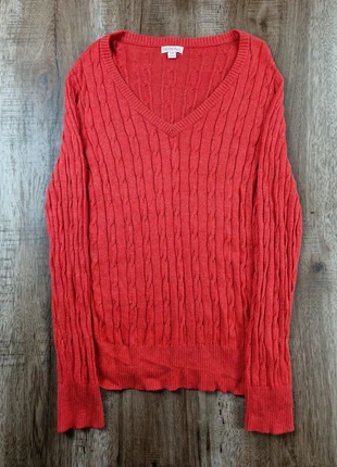 Pull col V torsadé rouge Merona taille L, brand: Merona, condition: Very good, size: L / 40 / 12, €10.00, €11.20 includes Buyer Protection Pro