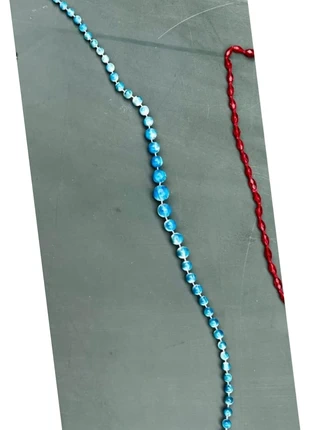 Collier perles bleues effet marbré vintage femme élégante, marque: Fantaisie, état: Neuf sans étiquette, 1,00 €, 1,75 € Protection acheteurs incluse