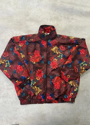 Veste vintage Aktus – motif floral rouge violet – années 80/90 – taille L, merk: Vintage Dressing, staat: Heel goed, maat: L, € 29,00, € 31,15 inclusief Kopersbescherming