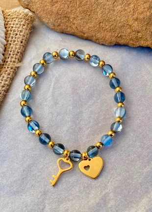 Pulsera corazón y cristal austriaco gris / Bracelet cœur et cristal autrichien gris charms dorés, marque: Local, état: Neuf sans étiquette, 12,90 €, 14,25 € Protection acheteurs (Pro) incluse