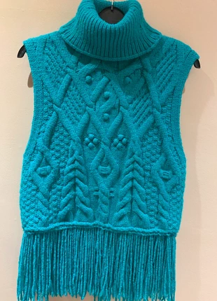 BNNT stunning turquoise Zara roll neck knit vest with fringe size M 10/12, brand: Zara, condition: New without tags, size: M / 10, £30.00, £32.20 includes Buyer Protection