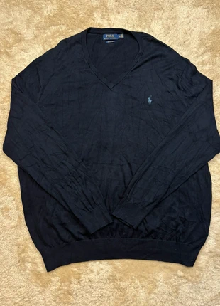 Pull Col V Ralph Lauren Vintage Taille XXL Bleu Marine logo brodé bleu, brand: Ralph Lauren, condition: Very good, size: XXL, €26.90, €28.95 includes Buyer Protection