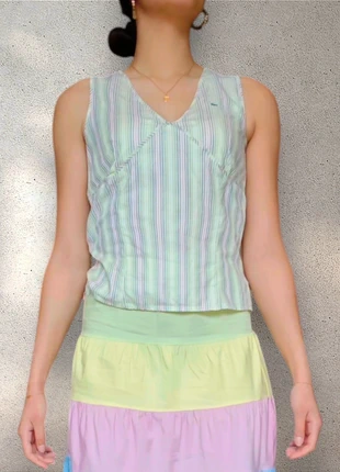 Camiseta vintage Lacoste de rayas multicolor, Algodón XS (34), état: Très bon état, taille: XS / 34 / 6, 14,99 €, 16,44 € Protection acheteurs incluse