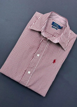 Chemise femme Ralph Lauren à rayures Bordeaux/Blanc - Taille 2/XS - Coupe Slim Stretch - Comme neuf, brand: Ralph Lauren, condition: Very good, size: S, €55.00, €58.45 includes Buyer Protection Pro