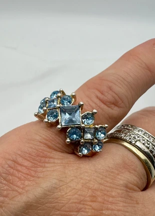 Bague vintage dorée – pierres bleu ciel – style baroque – taille 53, condizioni: Buone, taglia: 16,9 mm Ø / 13,5, €19.00, €20.65 include la Protezione acquisti