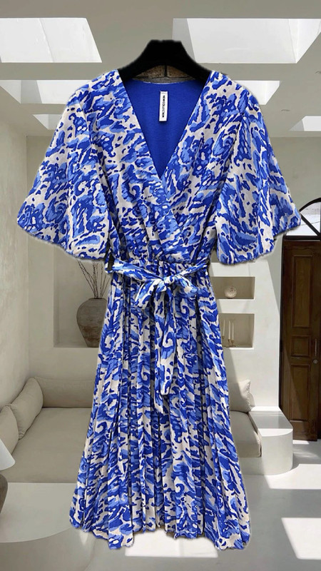 Robe bleu plissé été 2