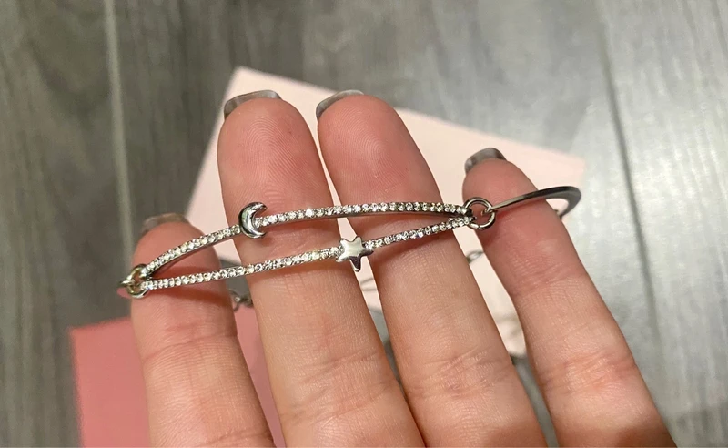 Bracelet en argent LOHE strass lune étoile