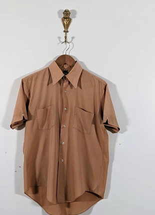 90's vintage brown satin short sleeve shirt button up M, brand: Vintage, condition: Very good, size: M, £16.00, £17.50 includes Buyer Protection Pro