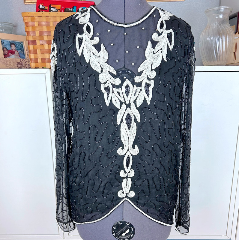 1980's Beaded Silk Evening Blouse 1