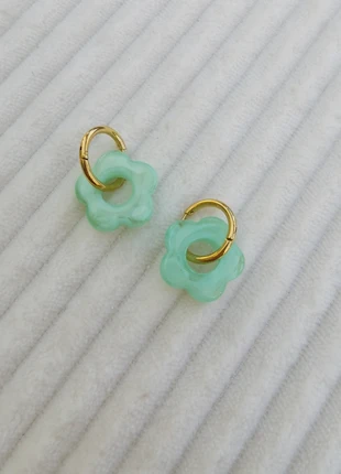 Boucles d'oreilles créoles fleur verte, brand: Somini, condition: New without tags, €10.00, €11.20 includes Buyer Protection