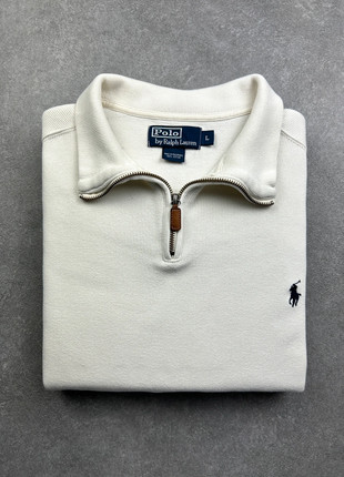Pull Half Zip Ralph Lauren 1/4 Zip Col Camionneur Coton | Taille L | Blanc Crème Logo Brodé Bleu, marque: Ralph Lauren, état: Très bon état, taille: L, 80,00 €, 84,70 € Protection acheteurs incluse