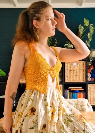 Front tie crop top, merk: Handmade, staat: Nieuw zonder prijskaartje, maat: M / 38 / 10, € 26,00, € 28,00 inclusief Kopersbescherming