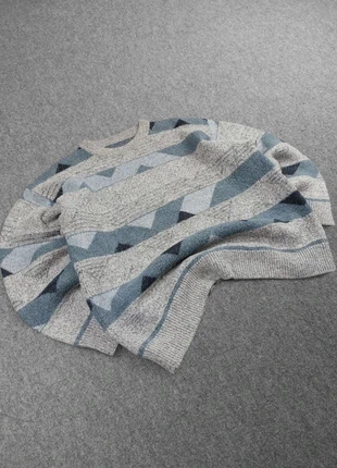 Pull Ethnic Vintage 80s en Maille Épaisse Gris / Bleu à Motifs Imprimé 50% Laine (S), marke: Vintage Dressing, zustand: Sehr gut, größe: S, 24,00 €, 25,90 € beinhaltet Vinted-Käuferschutz Pro