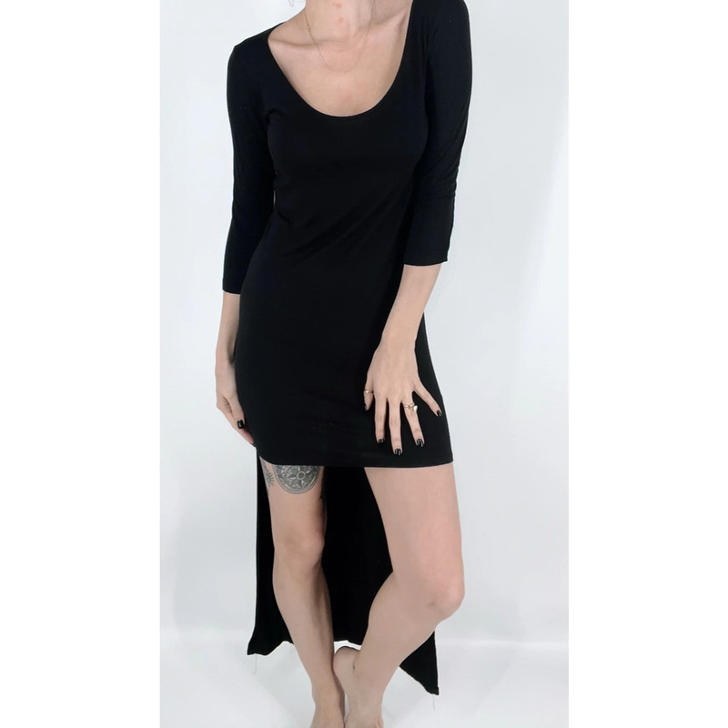 Soprano Hi Low Black Quarter Sleeve Dress Size Small 1