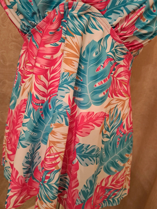 Hot pink and turquoise 2 piece tankini swimsuit bathing suit size 3XL 3