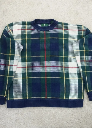 Hunt Club Jumper Mens Large Green Navy Tartan Knit 100% Cotton Vintage Taiwan, brand: Hunt Club, condition: Good, size: L, £35.00, £37.45 includes Buyer Protection