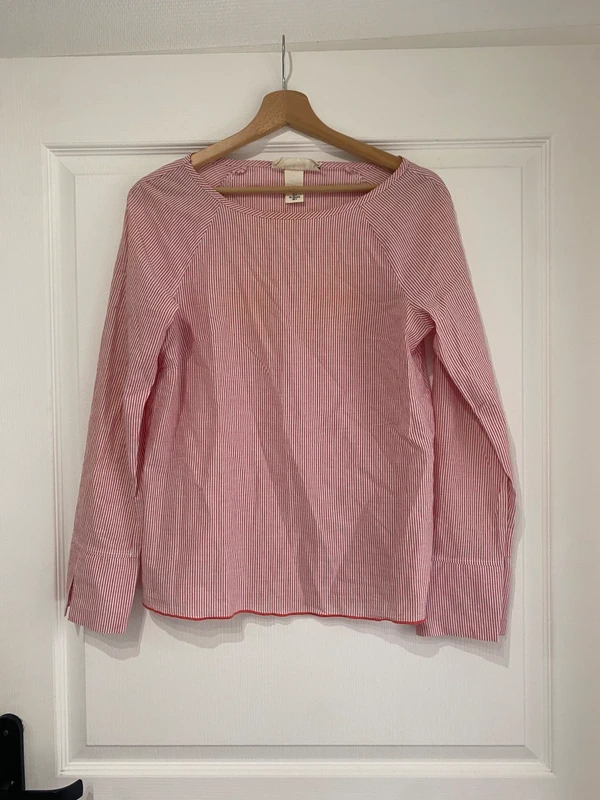 Chemisier blouse manches longues rose clair et blanc rayé H&M - photo numéro 2
