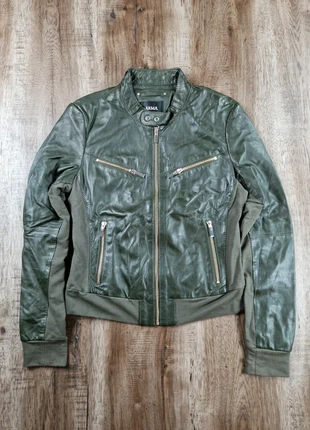 Veste en cuir ARMA vert kaki style biker cuir de mouton taille L, marca: Vintage Dressing, estado: Muito bom, tamanho: L / 40 / 12, €25.00, €26.95 inclui Proteção do Comprador Pro