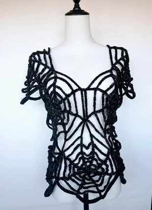 Gothic Rock Metal Gothic Lolita Retro Mesh Top Spiderweb S-L Fluweel, merk: Emma B. Rose, staat: Nieuw met prijskaartje, maat: M / 38 / 10, € 35,00, € 37,45 inclusief Kopersbescherming