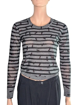 Top Sonia by Sonia Rykiel en Laine - Imprimé Rayures & Rouge à Lèvres T.M, brand: Sonia Rykiel, condizioni: Ottime, taglia: M / IT 42 / EU 38, €23.00, €24.85 include la Protezione acquisti