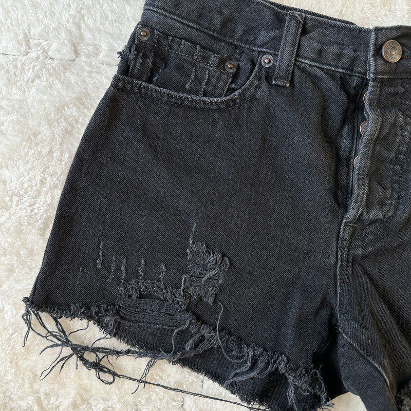 Free People We The Free black distressed denim shorts, size 27 4