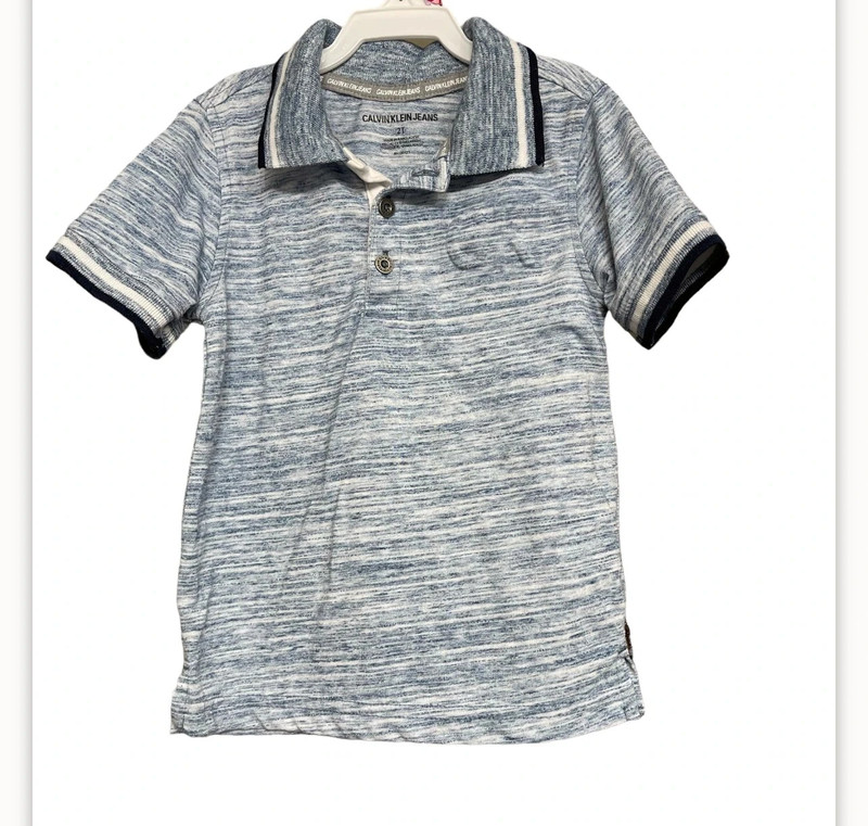 Calvin Klein Jeans Toddler Tipped Embossed Logo Polo Shirt 2T 1