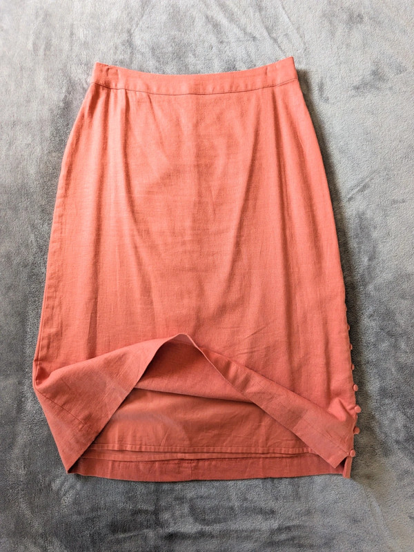 Madewell Button Slit A-Line Linen Midi Skirt in Dahlia 2