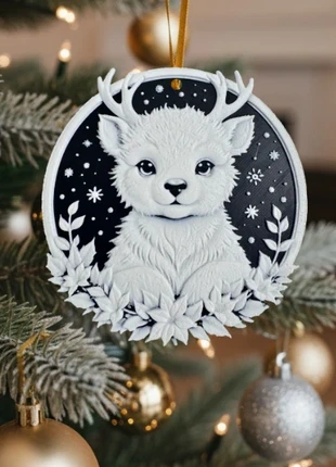 Baby Reindeer Christmas Ornament – 3D Layered Holiday Decoration, marca: Ideal, estado: Novo sem etiquetas, €3.50, €4.38 inclui Proteção do Comprador