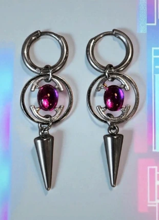 Boucles d'oreilles couleur argenté -  purple ring & spikes  💜, marca: Purple, estado: Muy bueno, 12,00 €, 13,30 € Protección al comprador Pro incluida