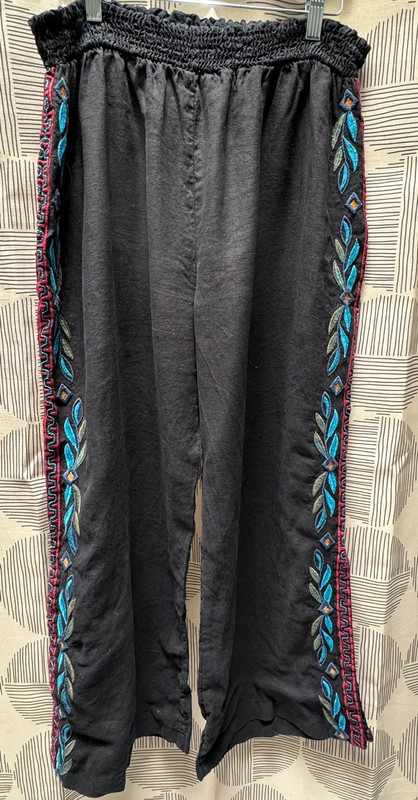 Last Chance! Being donated this week. Johnny Embroidered Linen Pants 1