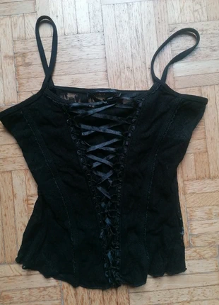 🦇 Neuwertiges Gothic Korsett • Wednesday Addams / Camden Style / Lolita / Goth - Schwarz, Gr. S/M, marke: Sonstiges, zustand: Sehr gut, größe: S / 36 / 8, 19,90 €, 21,60 € inklusive Vinted-Käuferschutz