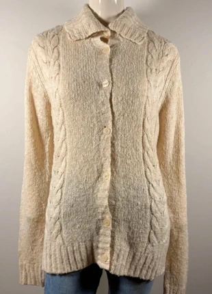 Cream cable-knit cardigan for women, cozy winter style, size S, marque: Vintage Dressing, état: Très bon état, taille: S / 36 / 8, 20,90 €, 22,65 € Protection acheteurs incluse