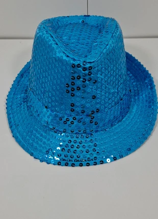 chapeau bleu à sequins + LED - neuf, staat: Nieuw met prijskaartje, maat: Universele maat, € 7,00, € 8,05 inclusief Kopersbescherming