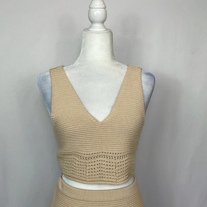 House Of Harlow 1960 Knit Skirt Set Midi Cream Size S 2