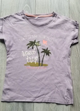 T shirt mauve palmiers 134-140, marca: Zeeman, estado: Muito bom, tamanho: 9 anos / 134 cm, €1.50, €2.28 inclui Proteção do Comprador