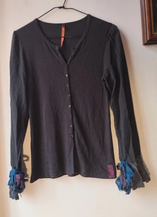 Adorable cardigan rare Vintage Cop Copine Y2K bi matière - Manches à Volants & Rubans - Taille S, marque: Cop Copine, état: Très bon état, taille: S / 36 / 8, 20,00 €, 21,70 € Protection acheteurs incluse